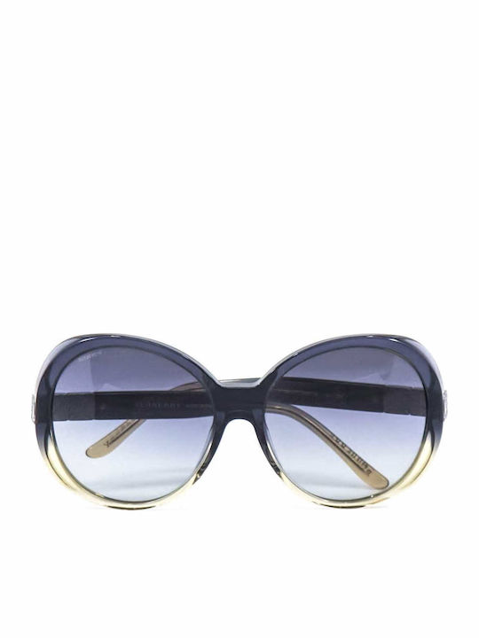 Burberry Women's Sunglasses with Black Horn-Rimmed Frame and Gray Gradient Lenses