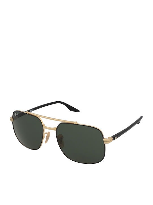 Ray Ban Unisex Sunglasses With Gold Metallic Frame And Green Lens