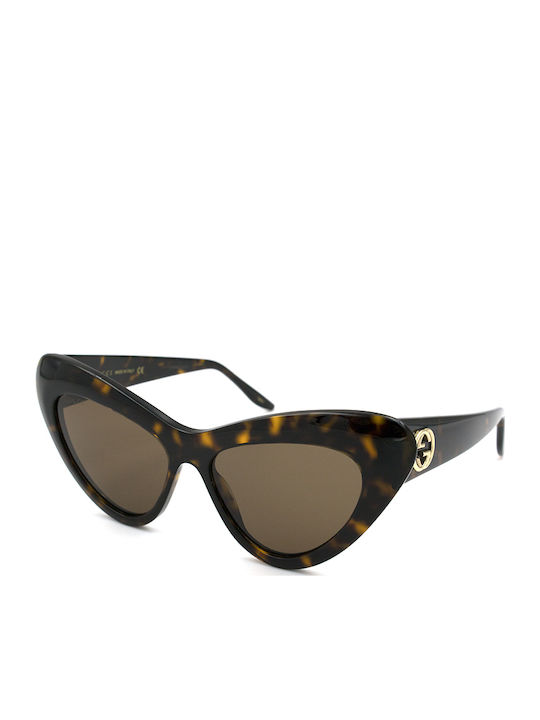 Gucci Γυναικεία Γυαλιά Ηλίου με Καφέ Ταρταρούγα Κοκκάλινο Σκελετό και Καφέ Φακό GG0895S 002