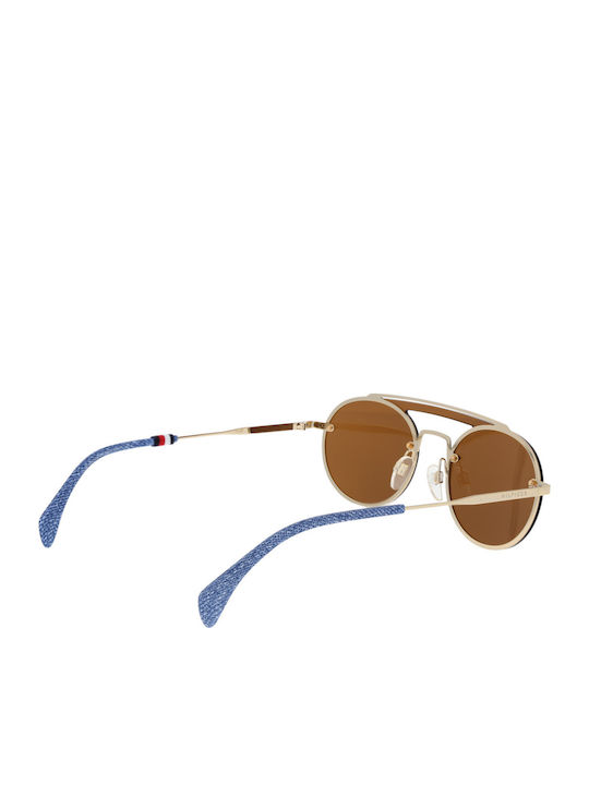 Tommy Hilfiger Men's Sunglasses with Gold Metal Frame and Brown Lens 762753234-933