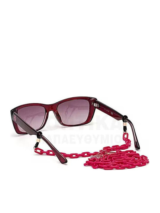 Guess Women's Sunglasses with Brown Tartaruga Horn-Rimmed Frame and Burgundy Lens GU7652 69T