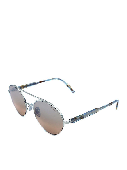 Retrosuperfuture Cooper Herren Sonnenbrille mit Silber Metall Gestell und Braun Verlaufsfarbe Spiegel Linse