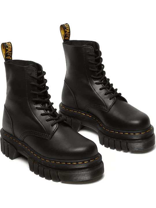 Audrick 8-Eye Leather Women's Ankle Boots with Medium Heel Black
