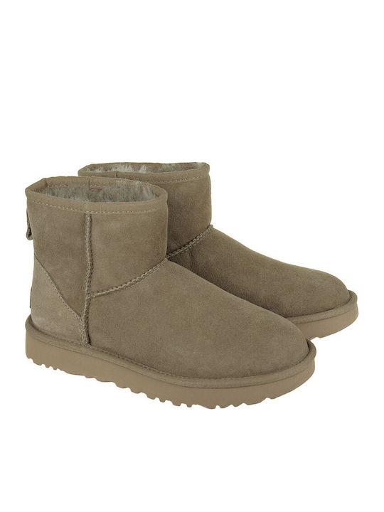 Classic Mini II Suede Women's Ankle Boots with Fur Antilope