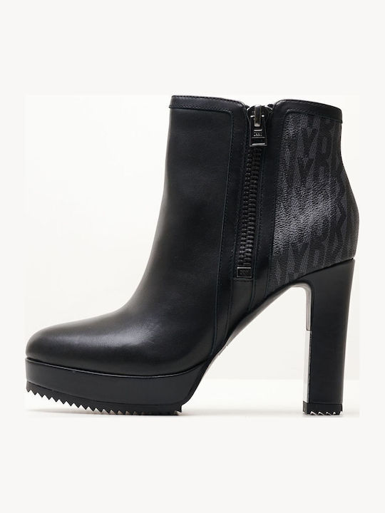 Liana Leather Women's Ankle Boots with High Heel Black