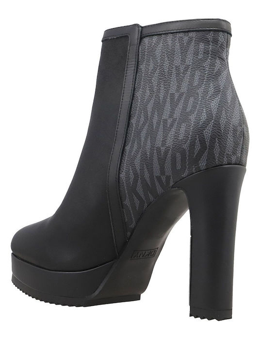 Liana Leather Women's Ankle Boots with High Heel Black