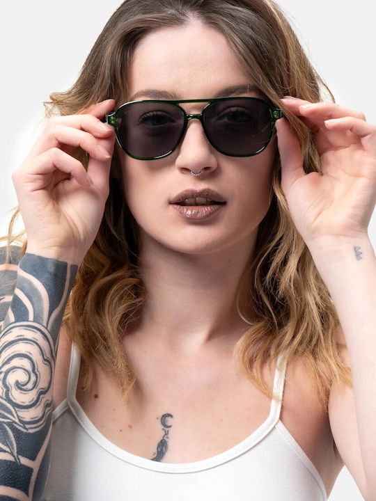 Smooder Unisex Sonnenbrille mit Grün Kunststoff Gestell und Grün Linse X014