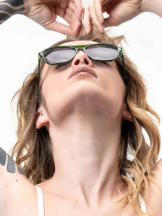 Smooder Unisex Sonnenbrille mit Grün Kunststoff Gestell und Grün Linse X014
