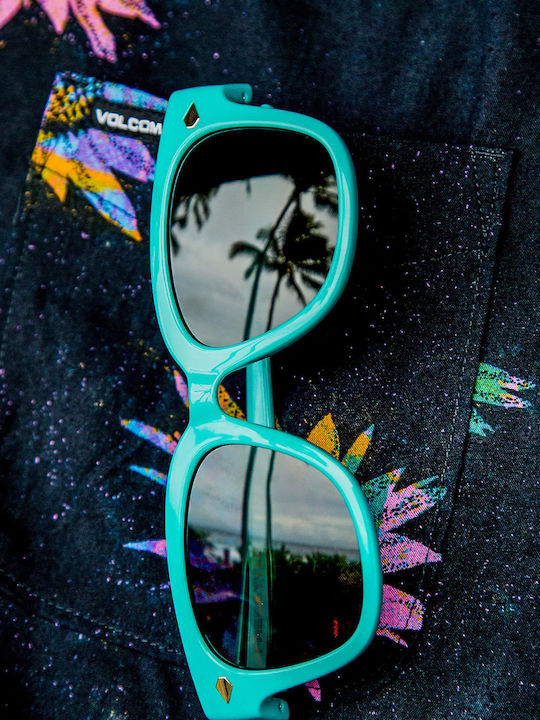 Volcom Freestyle Unisex Sunglasses with Plastic Frame Gloss Aqua / Gray VE02100701