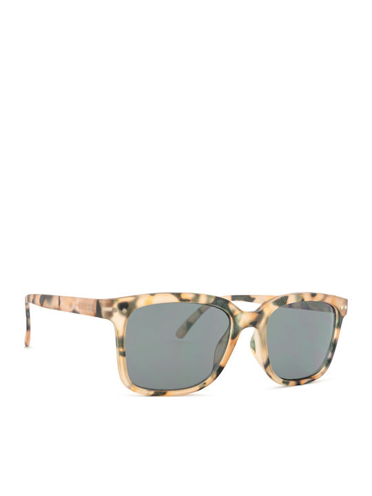 Izipizi Unisex Sunglasses with Brown Tartaruga Plastic Frame and Black Lens