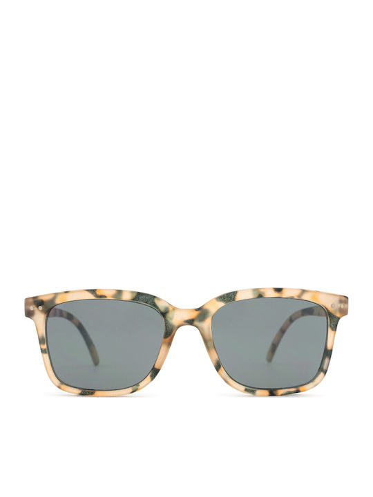 Izipizi Unisex Sunglasses with Brown Tartaruga Plastic Frame and Black Lens