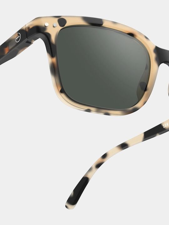 Izipizi Unisex Sunglasses with Brown Tartaruga Plastic Frame and Black Lens