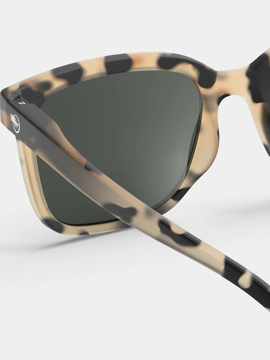 Izipizi Unisex Sunglasses with Brown Tartaruga Plastic Frame and Black Lens