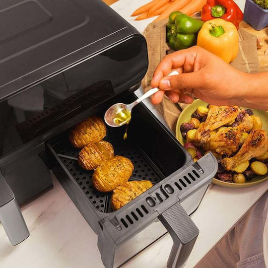 Cecotec Cecofry Advance 9000 Heißluftfritteuse mit Doppel-Abnehmbarer Korb 9Es Schwarz