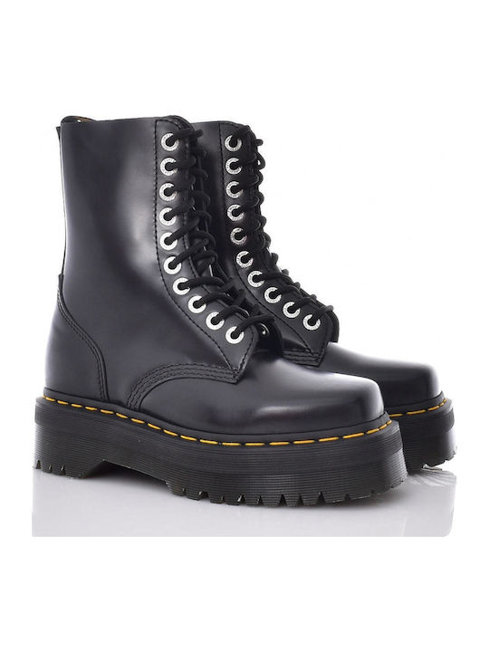 1490 Quad Leather Women's Ankle Boots with Medium Heel Black