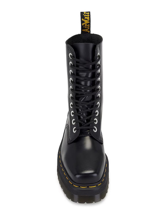 1490 Quad Leather Women's Ankle Boots with Medium Heel Black