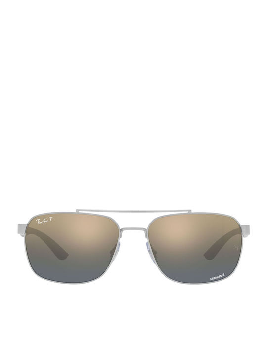 Ray Ban Chromance Men's Sunglasses with Silver Frame and Blue Polarized Mirror Lens RB3701 003/J0