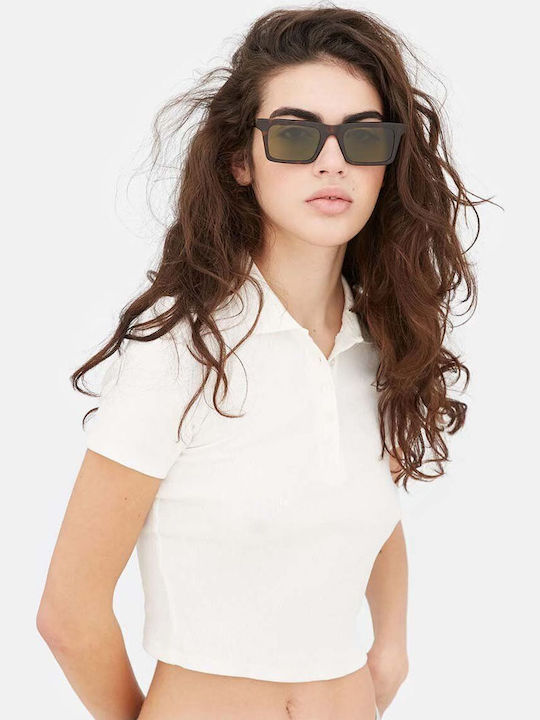 Retrosuperfuture 1968 Unisex Sunglasses with Brown Tartaruga Plastic Frame and Green Lens