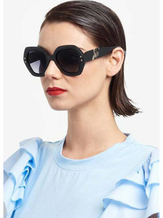 Carolina Herrera Women's Sunglasses with Black Horn-Rimmed Frame and Grey Gradient Lenses HER 0126/S WR7/9O