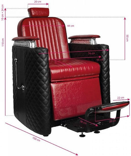 Gabbiano Barber Chair with Adjustable Height Red