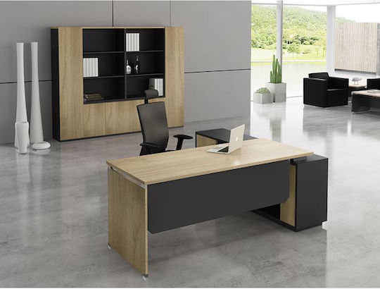 Corner Professional Office Project Wooden Beige 180x160x75cm