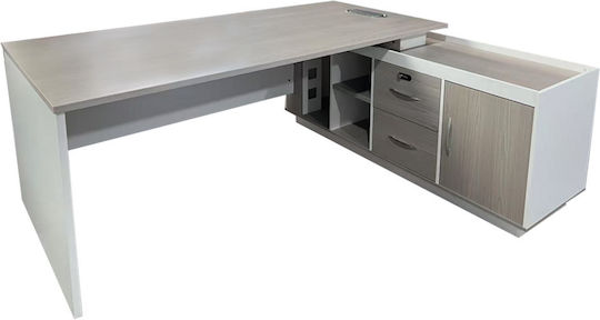 Colțar Birou profesional Armadi Lemnos Gray-white 160x80x75cm