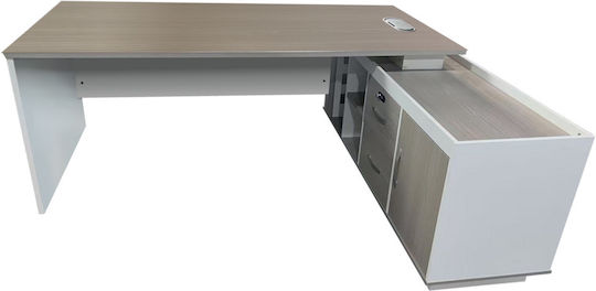 Colțar Birou profesional Armadi Lemnos Gray-white 160x80x75cm