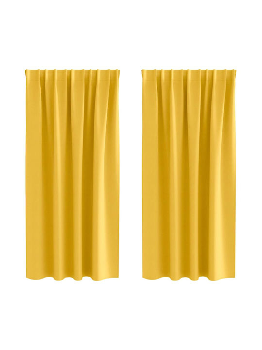 vidaXL Set of Blackout Curtains for Window with Pencil Pleat Yellow 140x175cm