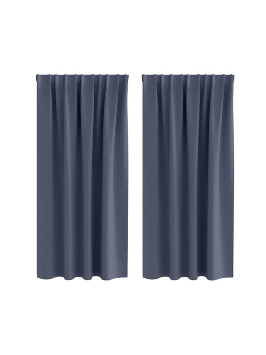 vidaXL Set Window Blackout Curtains With Gray Pencil Pleat 140x175cm