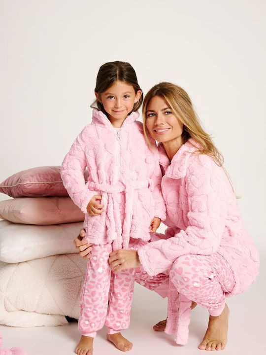 Muydemi Παιδική Ρόμπα Χειμωνιάτικη Fleece Ροζ Muydemi Παιδική Ρόμπα Χειμωνιάτικη Fleece Ροζ