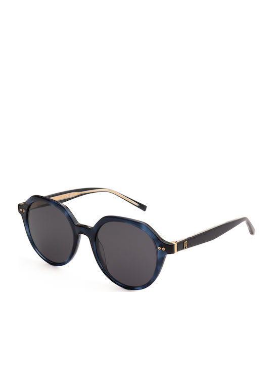 Tommy Hilfiger Unisex Sunglasses with Blue Plastic Frame and Gray Lens