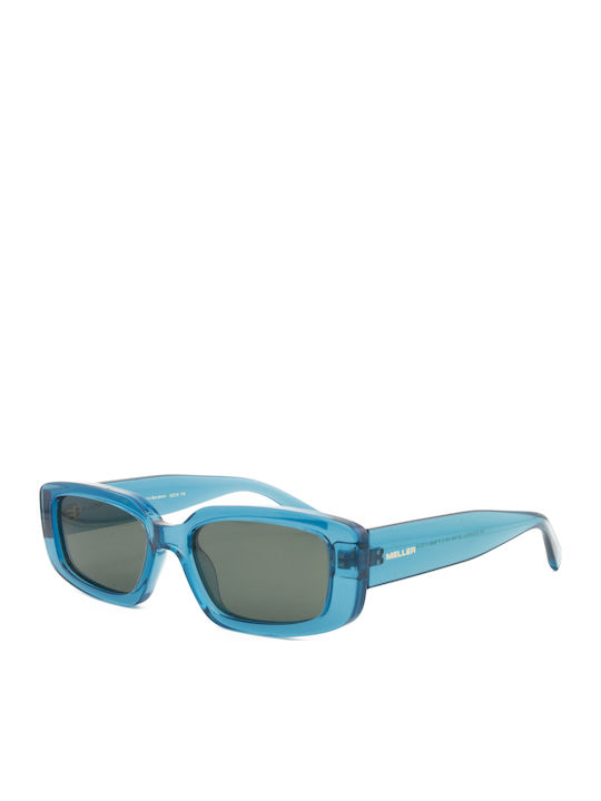 Meller Women's Sunglasses with Blue Plastic Frame and Green Lens AKI-OCEANOLI