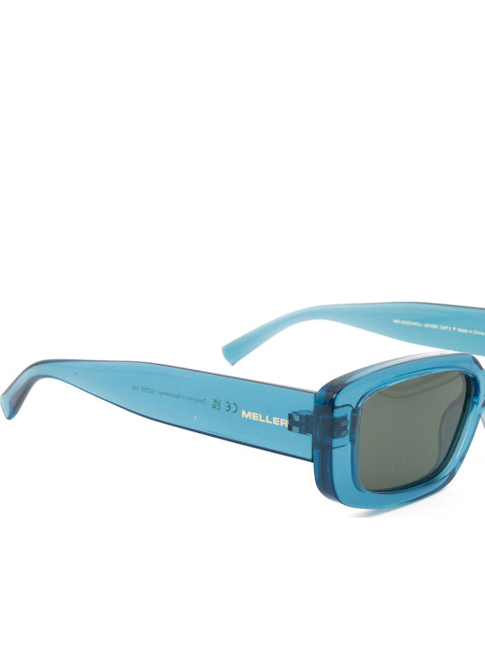 Meller Women's Sunglasses with Blue Plastic Frame and Green Lens AKI-OCEANOLI