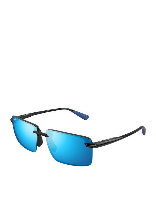 Maui Jim Men's Sunglasses with Gray Metal Frame and Blue Gradient Mirror Lens B626-14