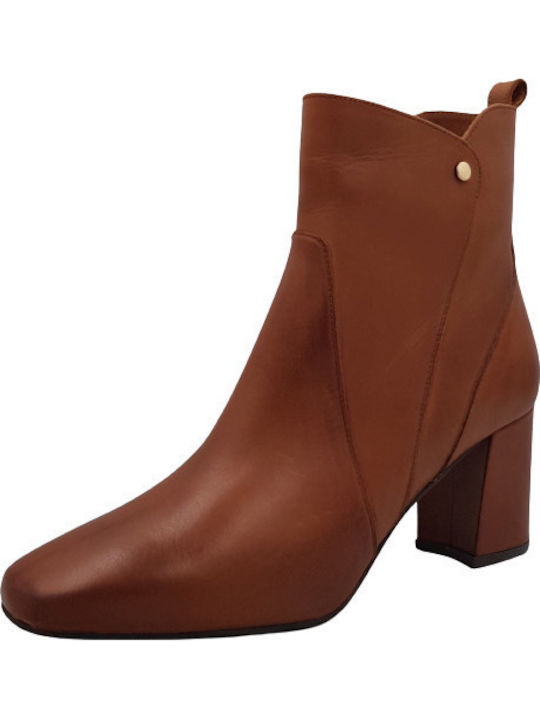 Leather Women's Ankle Boots Tabac Brown