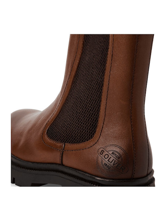 Leather Women's Ankle Boots Tabac Brown