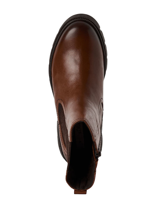 Leather Women's Ankle Boots Tabac Brown