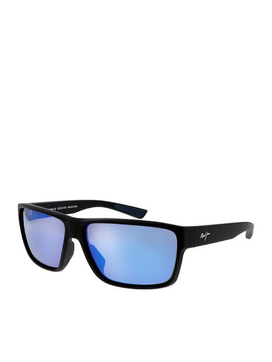 Maui Jim Ανδρικά Γυαλιά Ηλίου με Μαύρο Κοκκάλινο Σκελετό και Μπλε Καθρέφτη Φακό B661-02