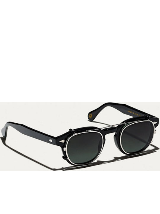Moscot Cliptosh Unisex Sunglasses with Silver Metal Frame and Green Gradient Lens