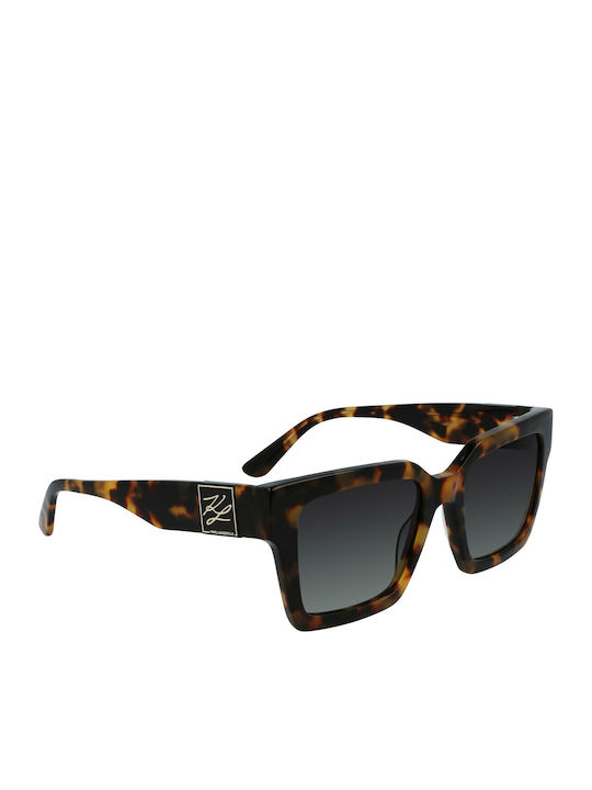 Karl Lagerfeld Women's Sunglasses with Brown Tartaruga Plastic Frame and Blue Lens KL6057S-215