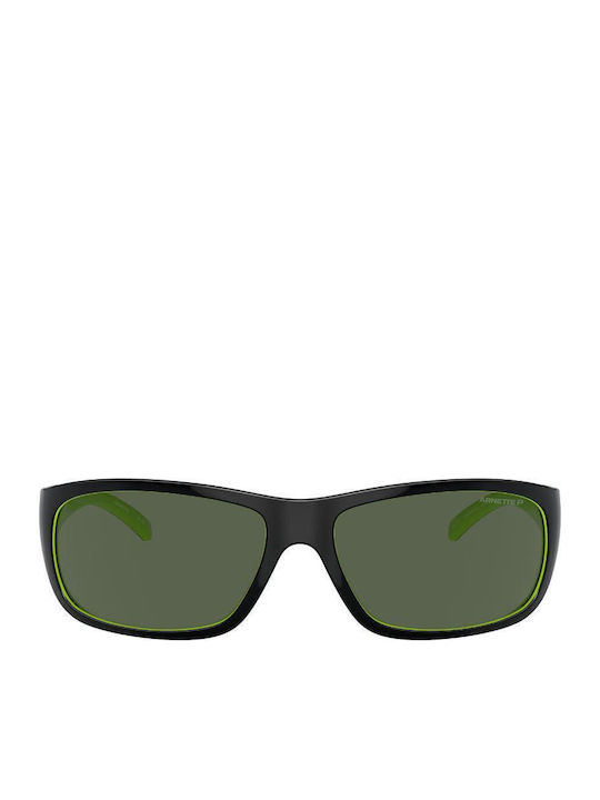 Arnette Uka-uka Unisex Sunglasses with Black Plastic Frame and Green Lens
