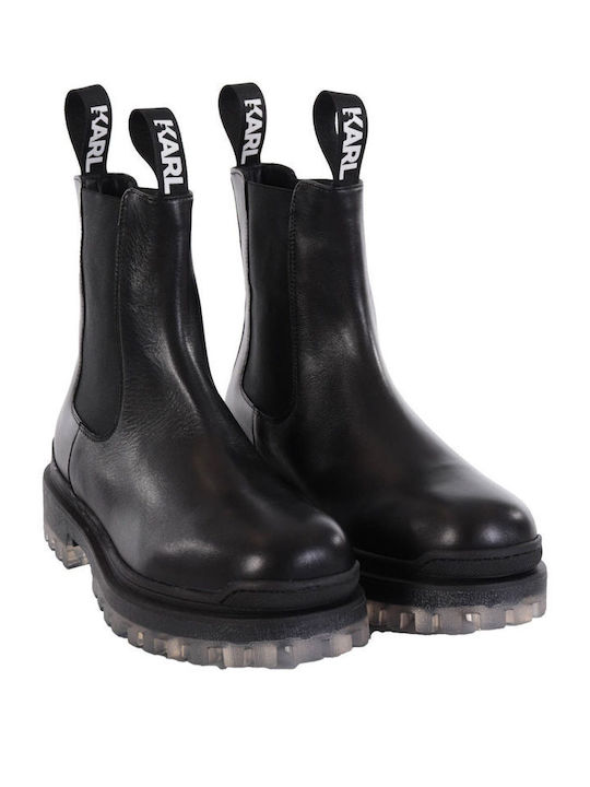 Biker II Mid Gore Leder Damen Chelsea Stiefeletten mit mittlerem Absatz Schwarz