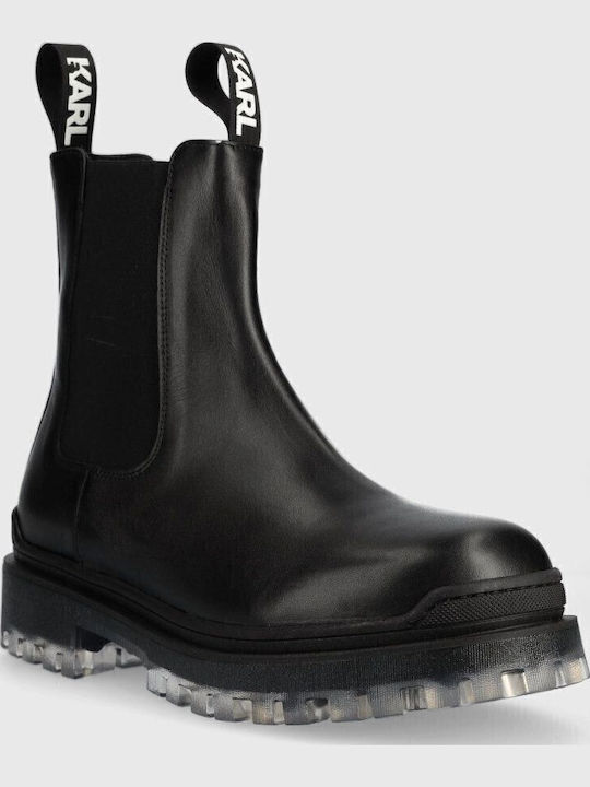 Biker II Mid Gore Leder Damen Chelsea Stiefeletten mit mittlerem Absatz Schwarz
