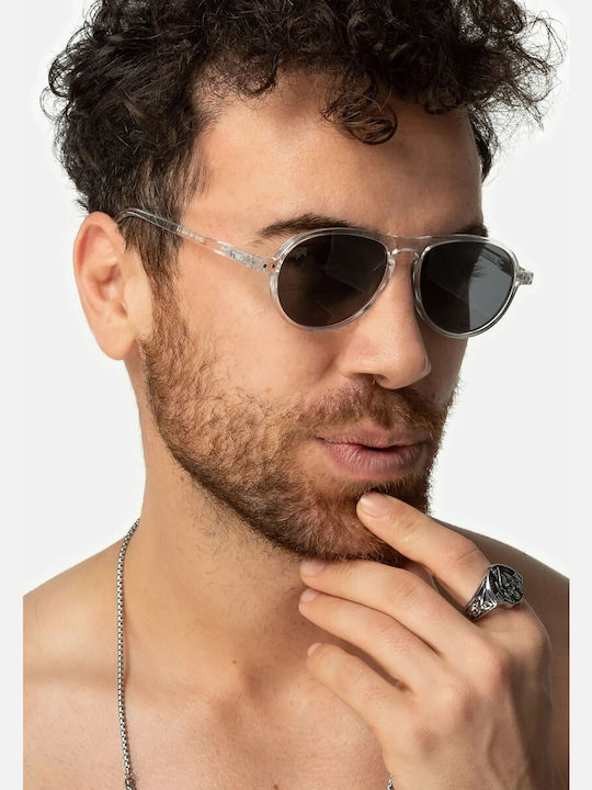 Twig Thiele Unisex Sunglasses with Brown Tartaruga Plastic Frame and Green Lens THS10