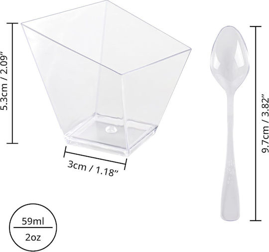 Set 100 Mini Boluri Desert Belle Vous 100 Linguri Reutilizabile 60 Ml Plastic Transparent