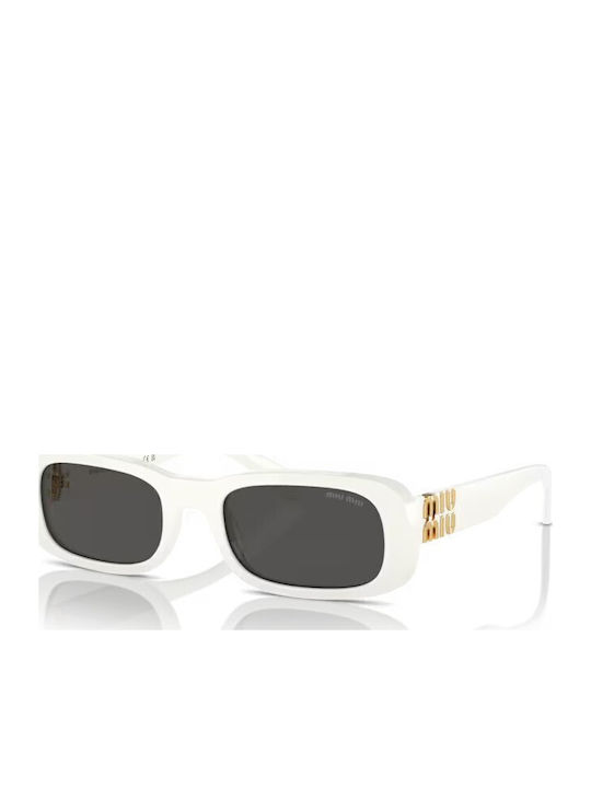 Women's Sunglasses with White Horn-Rimmed Frame and Grey Lenses