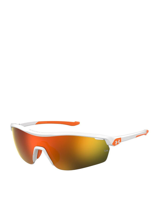 Under Armour Unisex Sunglasses with White Horn-Rimmed Frame and Mirror Lenses UA 7001/S IXN/50