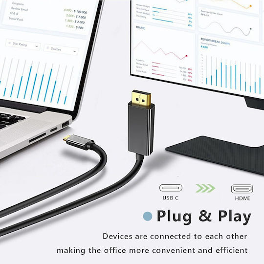 Video Cable USB Type-C Male - DisplayPort Black 1.8m 02.001.0116