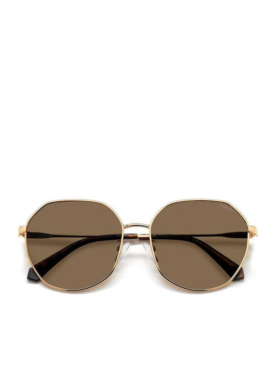 Polaroid Women's Sunglasses with Gold Metal Frame and Brown Polarized Lens PLD4140/G/S/X DDB/SP