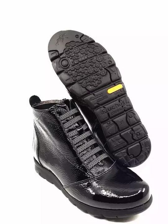 Leder Stiefeletten Damen Schwarz
